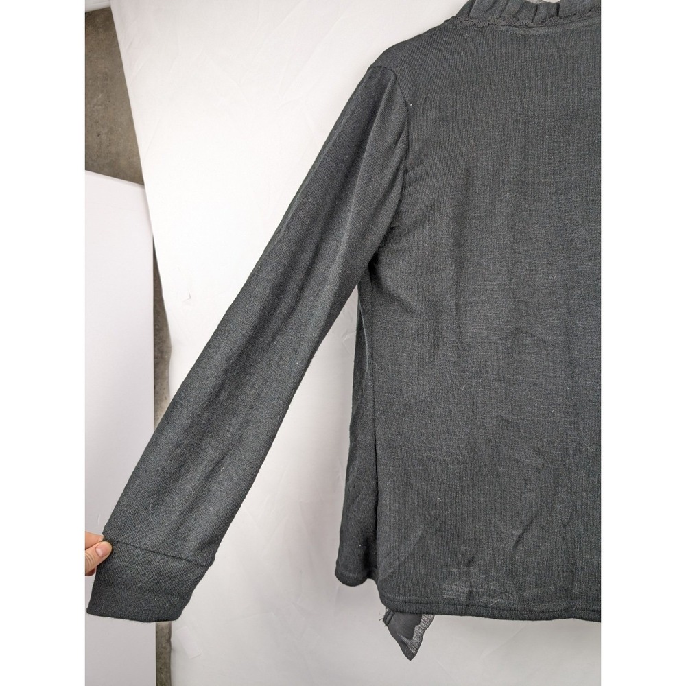 Whimsigoth Open Front Cardigan Size L Black Ruffle Dark Romantic Witchy Goblin - Picture 8 of 10